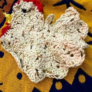 Handcrafted Crochet Rooster Potholder.